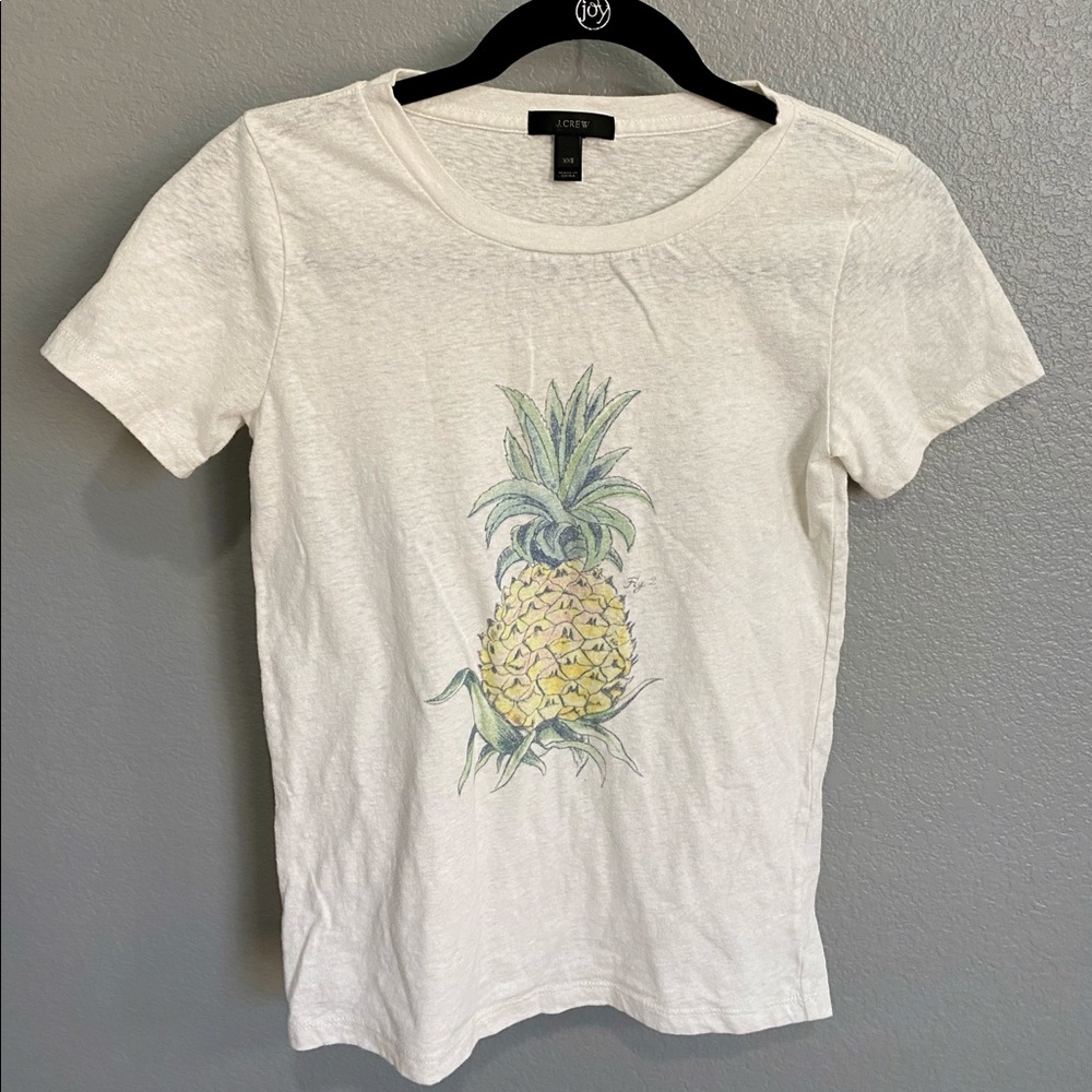 J.Crew Botanical Pineapple White Cotton Tee
